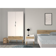 Esidra 75394 Delta Comodino, 1 Cassetto, Bianco e Rovere, 50x39x49 cm, Legno_Composito, Naturale, 50.1x39.1x49.7 cm