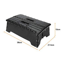 Sgabello a gradini pieghevole - Sgabello pieghevole per bambini e adulti - Sgabello a gradini per bagno da cucina in giardino Nero (nero) - 38 x 21,5 x 13 cm