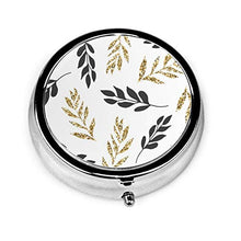 Tropic Foglie Modello Rotondo Pill Container 3 Vano Metallo Medicina Caso Vitamina Organizzatore Titolare Scatola Decorativa per Viaggi All'aperto
