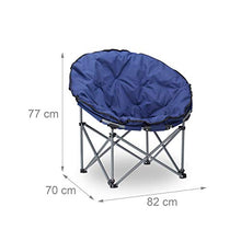 Relaxdays 10021000 Sedia da Campeggio Moonchair Carico Max. 120 kg Comoda Poltrona da Camping Pieghevole con Custodia, Blu Scuro