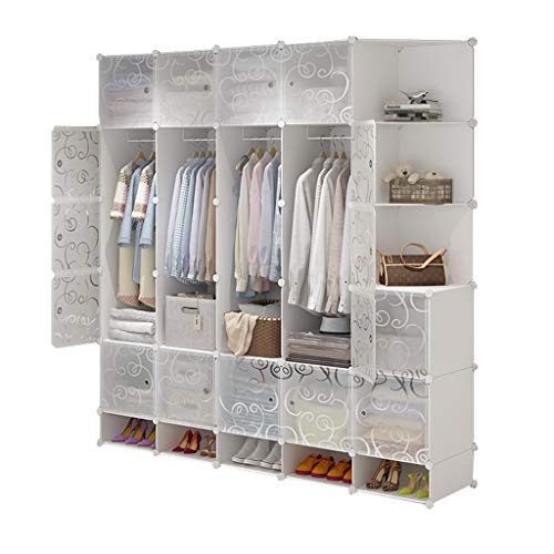 Locker 10-Gitter Armadio Scarpe-Bit di Plastica 22-Porta Angolo Scaffali Abbigliamento Home Camera da Letto Bianco 183X47X201CM 4 Hanging MUMUJIN