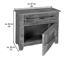 SIT-Möbel 2501-01 - Armadietto pensile Frigo, 70 x 30 x 60 cm, in Legno di Mango Massiccio, con Maniglie da Frigorifero, laccatura Naturale