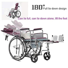 Carrozzine Pieghevole, Leggera Carrozzina Semovente Portatile Carrozzina Comfort Completamente Sdraiata con Poggiapiedi Oscillanti E Freni A