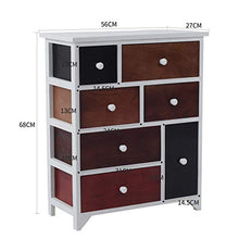 Rebecca Mobili RE4336 Credenza Industrial, cassettiera Piccola, 7 cassetti, Legno paulonia, Camera da Letto Ingresso Soggiorno, MDF/Paulownia, Bianco, Marrone, 68 x 56 x 27 cm (HxLxP)