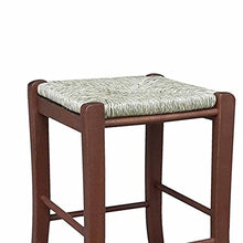 SEDIA SGABELLO LEGNO MASSELLO CON SEDUTA PAGLIA QUADRATO H 67 CM DA TERRA nuovo già montato tinta NOCE scuro