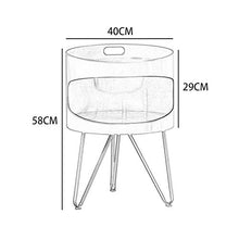 Bedside Tables Tavolino da caffè Rotondo Piccolo Comodino in Metallo Doppio Strato Soggiorno Camera da Letto Espositore per La Casa Mobili Semplici, 40X58CM(Color:Grigio Scuro)