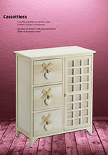 King Home C656121 Cassettiera 3 Cassetti con Cuore + Anta Washed in Legno di Paulownia, Bianco
