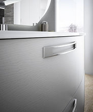 Mobile bagno sospeso moderno Comfort bianco, misura cm 100, con specchio led, lavabo e colonna