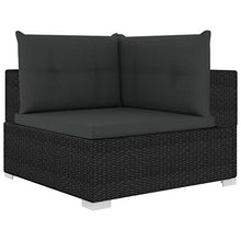 Festnight Set Divani da Giardino in Polyrattan, Set di Mobili da Giardino, Set Divano Esterno con Cuscini Nero 10 pz