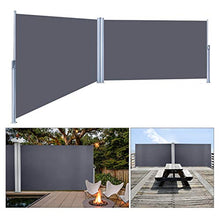 wolketon Doppia Riavvolgibile Tenda Paravento Laterale, Antivento, Protezione Privacy, Protezione Solare, per Balcone, Terrazzo, Giardino, Tendalino per Patio-180 x 600 cm Grigio