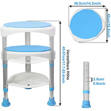QWET Sgabello da Bagno, Sgabello da Doccia Rotondo Girevole A 360 Gradi per Anziani E Bambini in Altezza Regolabile, Adatto per Bagno, Passaggio D'Ingresso, Balcone,Blu