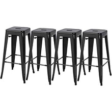 Yaheetech Set 4 Sgabelli Alti da Bar Cucina in Metallo Industriali Impilabili Neri 76 cm