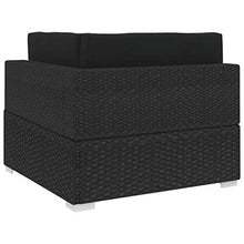 vidaXL Poltrona Modulare ad Angolo 1 pz con Cuscini Foderati Lavabili Leggera Elegante Arredi da Esterno Divano Polyrattan Nero Telaio in Acciaio