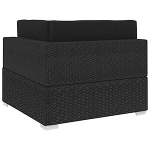 vidaXL Poltrona Modulare ad Angolo 1 pz con Cuscini Foderati Lavabili Leggera Elegante Arredi da Esterno Divano Polyrattan Nero Telaio in Acciaio