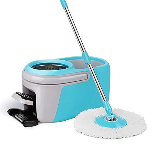 SSAYY Spray Mop Rotazione di 360 Gradi Rotazione Secchio Scopa Rotazione A Quattro Dischi Pedale Scopa Disidratazione Automatica Asciugatura per Pulizia Domestica con 4 Teste Scopa