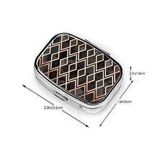 Scatola quadrata per pillole in rame e diamanti geo neri alla moda, organizer per pillole da viaggio per integratori di vitamine