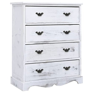 vidaXL Cassettiera 4 Cassetti Portaoggetti Moderna Robusta Pratica Armadietto Credenza Arredo Casa Paulownia Pioppo MDF Bianca Legno Massello