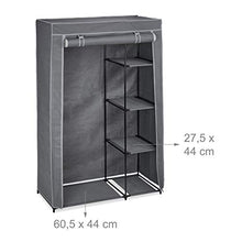 Relaxdays Armadio in Tessuto, con Asta per Abiti e 5 Ripiani, Pieghevole, Cerniera Zip, HLP: 161x105,5x45cm, Antracite, Vello, Ferro, plastica, 1 pz