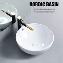 Ejoyous Lavabo da Appoggio,con Fori di drenaggio per bagni di Famiglia WC Cucine Hotel 44x16.5 cm,Bagno Rotondo in Ceramica lavabo da appoggio Lavandino lavello in Ceramica Bianco