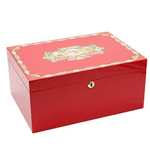 LUCKFY Cigar Humidor Desktop Cubana Legno di Cedro Idratante Seal Grande capacità portasigarette umidità costante,Rosso