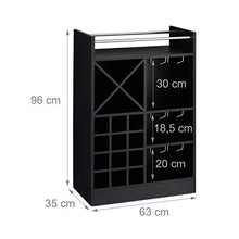 relaxdays Weinregal Cantinetta con Porta Calici, per 22 Bottiglie, da Terra, per Vino e Prosecco HxLxP: 96 x 63 x 35 cm ca, Nera, Truciolato, Nero