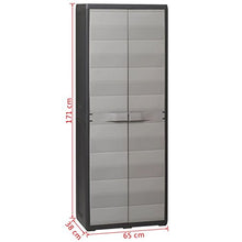 SHENGFENG - Armadio da giardino con 3 ripiani, universale, in plastica, colore: nero, 65 x 38 x 171 cm