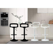 CMX-Barhocker Sgabelli da Bar Sgabello da Bar Moderno Quadrato Regolabile in Pelle PU, Sgabello da Bar Girevole Senza braccioli in Altezza con Schienale Set di 2, Nero/Bianco