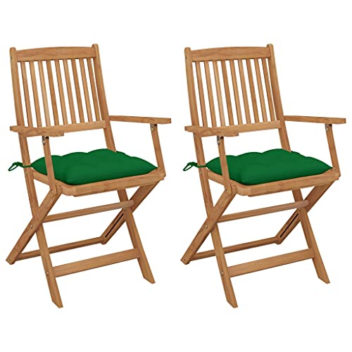 vidaXL Sedie da Giardino Pieghevoli 2pz con Cuscini Massello d'Acacia