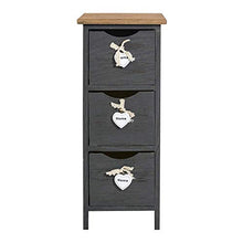 Rebecca Mobili Comodino grigio, cassettiera montata, 3 cassetti, stile shabby, per camera bagno, legno di paulownia - Misure: 56 x 25 x 25 cm (HxLxP) - Art. RE4559