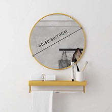 WLABCD Specchio, Bagno, Muro, Specchio per il Trucco, Toletta, 15.7 '' - 27.6 '' con Scaffale Rotondo Oro,70 Cm.