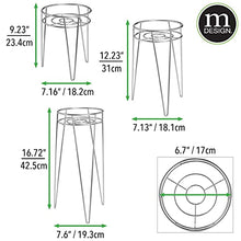 mDesign Midcentury Set da 3 Portavasi da terra in metallo – Portapiante da interno con design rotondo moderno e gambe a forcina – Versatili fioriere da interno e esterno – argento