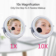 Specchio cosmetico Illuminato, Specchio cosmetico con ingrandimento 1X / 10X Specchio cosmetico Portatile Rotazione a 360 Gradi a Batteria