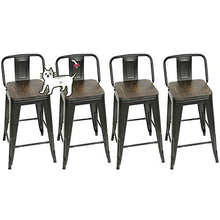 Sarah 4 Sgabelli Alti da Bar Vintage Industrial Sgabello in Metallo, Modello: Classic Tolix Style, Forma ad L, Ispirata al Mondo Industriale, Dimensioni: 84 * 42 * 42cm（Nero）