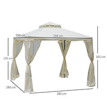 Outsunny Tenda Gazebo da Giardino con Zanzariera, Struttura in Metallo Copertura in Poliestere, 294x294cm, Beige