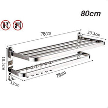 WLVG Portasciugamani per Bagno a Parete, portasciugamani in Acciaio Inox con Barre portasciugamani, portasciugamani Montato a Parete, mensola portasciugamani, 80 cm