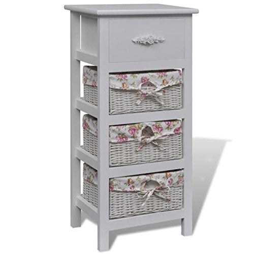 Roderick Irving Armadietto con 1 Cassetto e 3 Cestini in Legno Bianco Armadio Camera da Letto Mobile Soggiorno armadietto Ingresso armadietti spogliatoio armadietti Bagno