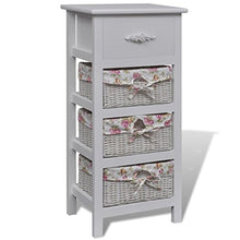 Lingjiushopping Armadietto Bianco con 1 Cassetto e 3 Cesti di Legno Materiale: Legno solido + MDF Armadietti e stipi