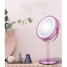 Specchio da trucco da tavolo, 360 gradi doppio specchio (ingrandimento su un lato) regolabile in tre colori LED Touch Light per bagno e toeletta