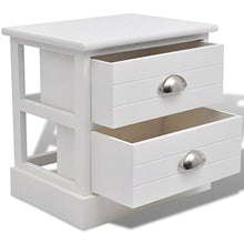 Set di 2 tavolini da comodino con 2 cassetti, tavolo da notte, in MDF, armadio da comodino, resistente e ideale per camera da letto, soggiorno, 38 x 28 x 38 cm, Bianco