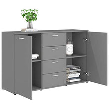Lasamot Credenza Mobile Laterale Armadio da Cucina Costumista Mobilia Armadio Multiuso Mobiletto del Bagno Truciolare Grigio 120 × 35,5 × 75 cm