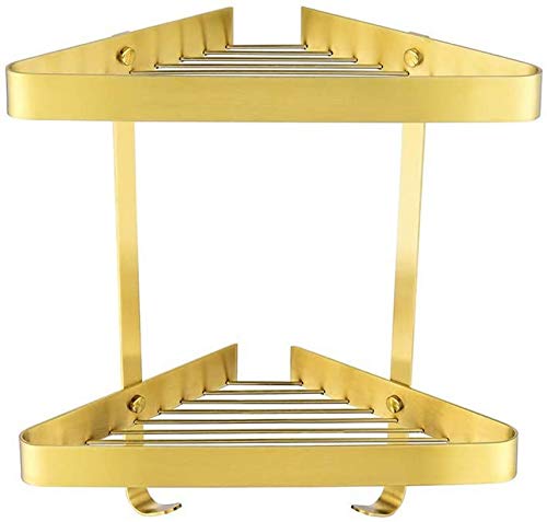 UWY Mensola angolare per Bagno in Acciaio Inossidabile SUS 304 Oro Doppio portaoggetti per Doccia a Parete Cesto portaoggetti di Lusso 2 Ganci Supporto per Disegno Filo di Rame