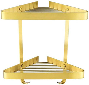 UWY Mensola angolare per Bagno in Acciaio Inossidabile SUS 304 Oro Doppio portaoggetti per Doccia a Parete Cesto portaoggetti di Lusso 2 Ganci Supporto per Disegno Filo di Rame