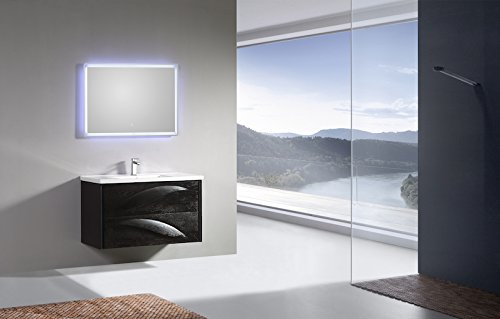 Mobiletto per bagno di design elegante, semplice, 80 cm, colore: nero