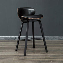 WGEMXC Sedia, Sedia da Ufficio Domestico, Sgabello Sgabelli da Bar in Legno Massello, Sgabello Alto Decorativo per Mobili Neri, Sedia per il Tempo Libero,Gambe Nere,H69Cm