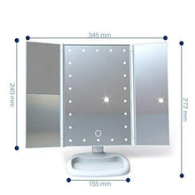 Specchio per Il Trucco, specchietti per Il Trucco del Bagno Specchio per Il Trucco retroilluminato 22 luci a LED Controllo della Luce Touch-Screen, ingrandimento 1/2 / 3X Ripiegabile