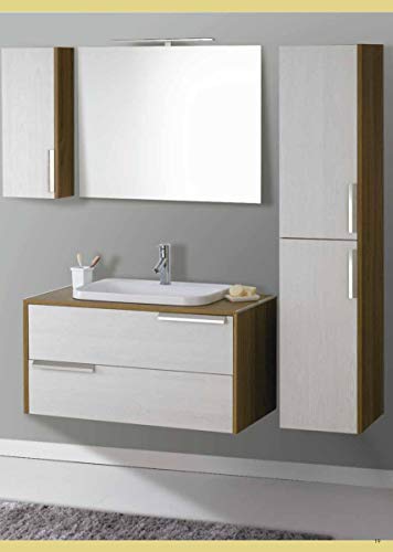 Set Mobile Lavabo Specchio LED Arredo Bagno Moderno Boston100 CERAMICHEMIRANDA-Larice