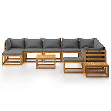 SKM Set Divani da Giardino 12 pz con Cuscini in Massello di Acacia (114.2kg)