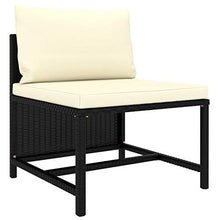 Tidyard Set 4 pz Divani da Giardino Esterno Modulari a 4 Posti in Polyrattan Nero con Cuscini,Divani Modulari,Divani da Giardino Rattan,Divano 4 Posti,Divani Modulari da Esterno