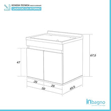 Mobile lavatoio sospeso 60x50 cm, 2 ante con vasca in resina, completo di asse di lavaggio e kit sifone (Grigio)