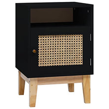 vidaXL Comodino Nero 40x40x61 cm in MDF e Rattan